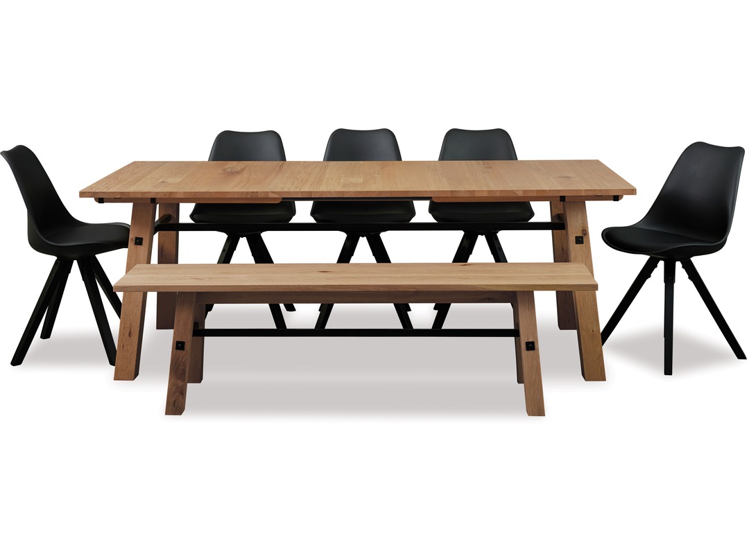 Stockholm 7 Pce 1600 Extension Dining Suite Bench 5 X Dima Chairs